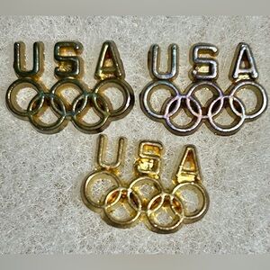 3 Olympic Rings Gold tone Souvenir Pins